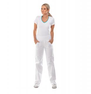 Kalhoty VENDY bílé, vysoký pas Barva: Bílá, Obvod boků: 48 | 110-114 cm