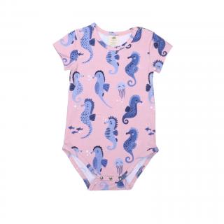 Body pro miminko s krátkým rukávem Blue Seahorses WALKIDDY 86