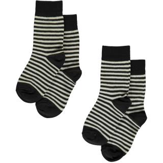 Dětské ponožky černé pruhované Stripes Black (2 páry) MAXOMORRA 16/18