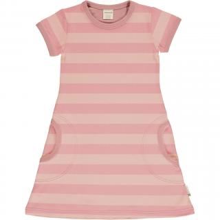 Dívčí šaty s krátkým rukávem Stripe - Dusty Rose MAXOMORRA 110/116