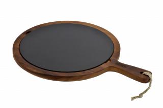 Lava wood - servírovací deska s litinový talířem