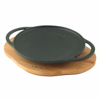 Litinová pánev  wok   20cm s dřevěným podstavcem