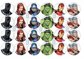Avengers - Marvel - A4 24ks ⌀4,7 cm - 00165 Materiál: Fondánový list