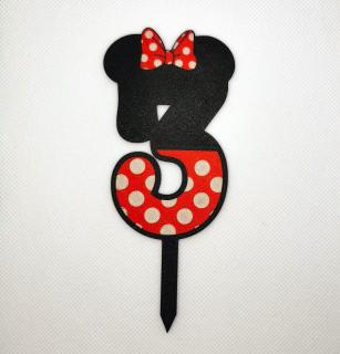čísla Minnie - dortový zápich - plast číslo: 3