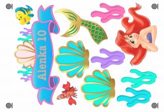 Malá mořská víla - The Little Mermaid - A4 - 00418 Materiál: Jedlý papír + 25g DecorGel