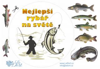 Nejlepší rybář plus ryby - Vlastní text - A4 - 00289 Materiál: Jedlý papír + 25g DecorGel