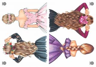 Siluety žen - Vintage girl - A4 - 00336 Materiál: Fondánový list + Výřez