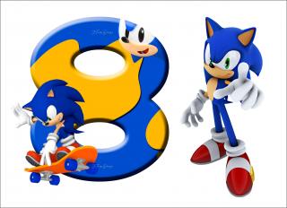 Sonic ježek zápich s číslem 0 - 9 - A5 obdélník - 14x20 cm - 00396 Materiál: Decor list, číslo: 8