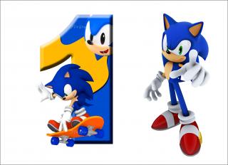 Sonic ježek zápich s číslem 0 - 9 - A5 obdélník - 14x20 cm - 00396 Materiál: Fondánový list + Výřez, číslo: 1