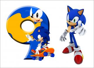 Sonic ježek zápich s číslem 0 - 9 - A5 obdélník - 14x20 cm - 00396 Materiál: Fondánový list + Výřez, číslo: 9