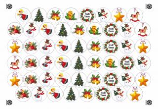Vánoční perníčky - A4 - 52ks ⌀3 cm - 00322m Materiál: Jedlý papír + 25g DecorGel