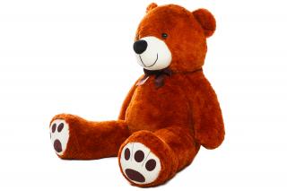 Velký plyšový medvěd HNĚDÝ 100 cm Mašle: Červená
