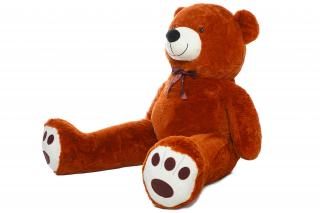 Velký plyšový medvěd HNĚDÝ 160 cm Mašle: Červená