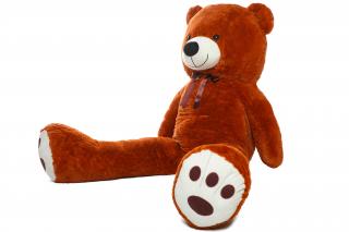 Velký plyšový medvěd HNĚDÝ 180 cm Mašle: Červená