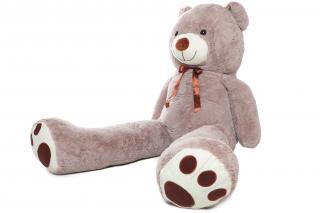 Velký plyšový medvěd ŠEDÝ 180 cm Mašle: Růžová