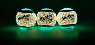 Balení-neonový ve tmě svítící tenis. míč pískací 5 cm (3 ks/bal) HIPHOP DOG