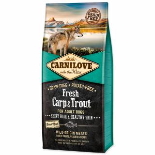 CARNILOVE Fresh Carp & Trout Shiny Hair & Healthy Skin for Adult dogs 12kg  + Dárek 300g hovězí masové paté ZDARMA