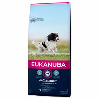 EUKANUBA Dog Adult Medium Chicken 15kg  + dárek Hovězí masové paté 300g ZDARMA