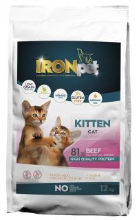 IRONpet Cat Kitten Beef (Hovězí) 12 kg  + Dárek 2ks Masová kapsička Dax Hovězí 100g