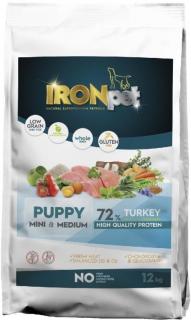 IRONpet TURKEY Puppy Mini & Medium 12kg  + Dárek Hovězí konzerva 415g ZDARMA