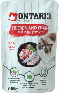 Kapsička ONTARIO Cat Chicken and Crab in Broth (80g)  sleva 2% při registraci