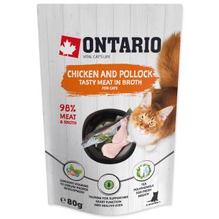 Kapsička ONTARIO Cat Chicken and Pollock in Broth (80g)  sleva 2% při registraci