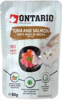 Kapsička ONTARIO Cat Tuna and Salmon in Broth (80g)  sleva 2% při registraci