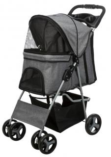Kočárek pro psy BUGGY, rychlosklápěcí, 47 x 100 x 80cm, nosnost do 15 kg, šedá