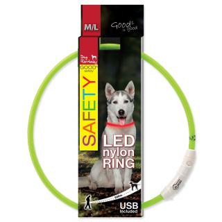 Obojek DOG FANTASY LED nylonový zelený M-L 1ks