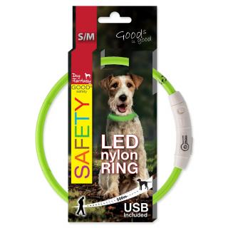 Obojek DOG FANTASY LED nylonový zelený S-M 1ks