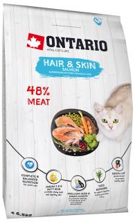 ONTARIO Cat Hair & Skin 6,5kg  + Dárek 2x masová kapsička ZDARMA