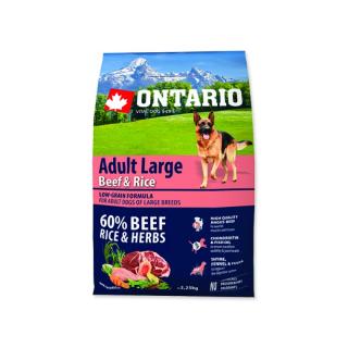 ONTARIO Dog Adult Large Beef & Rice 12kg  + dárek Hovězí masové paté 300g ZDARMA