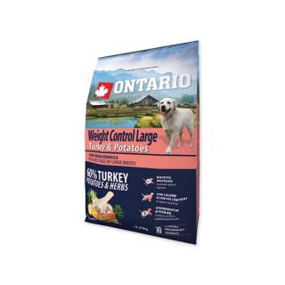ONTARIO Dog Large Weight Control Turkey & Potatoes & Herbs 12kg  + dárek Hovězí masové paté 300g ZDARMA