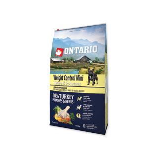 ONTARIO Dog Mini Weight Control Turkey & Potatoes 6,5kg  Pro registrované věrnostní slevy