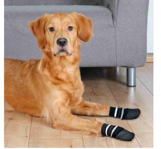 Protiskluzové ponožky černé L, 2 ks pro psy bavlna/lycra Velikost cm: S-M