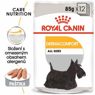 ROYAL CANIN Dermacomfort Dog Loaf kapsička s paštikou pro psy s problémy s kůží 12ks/bal.  Masové kapsičky pro psy s problémy s kůží