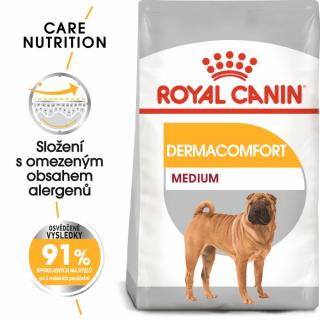 ROYAL CANIN Medium Dermacomfort granule pro střední psy s problémy s kůží  Granule pro psy s citlivou kůží Hmotnost (g/kg): 12kg