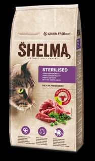SHELMA Cat Sterilised Beef (hovězí) GF 8 kg
