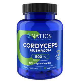 NATIOS Cordyceps Extract, 500 mg, 40% polysaccharides, 90 veganských kapslí