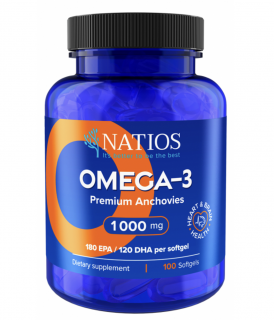 NATIOS Omega-3 Premium Anchovies, 1000 mg, 100 softgel kapslí