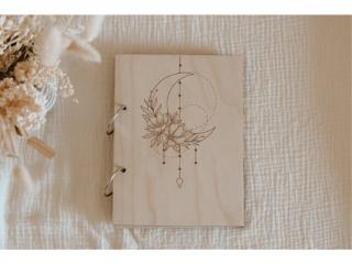 Dřevěný deník - Moon flowers