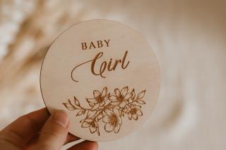 Dřevěný milníček - Baby Girl Velikost: 10 CM