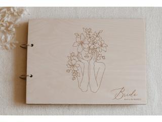 Dřevěný svatební deník, plánovač pro nevěstu