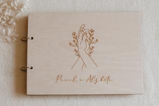 Woodness Dřevěná svatební kniha se jmény - Minimalistic