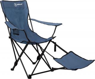 Homecall skládací kempingová židle s nastavitelným opěradlem a opěrkou nohou (modrá) AM2