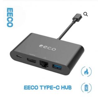 Keendex Kx2393 eeco Type-C Hub To (Port Type-C & USB 3.1 & 4K HDMI výstup & LAN Ethernet Port) 4×1 pro MacBook Chrombook Black