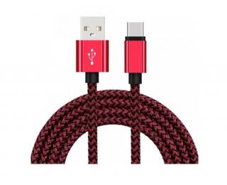 Kvalitní pletený nabíjecí kabel USB 3.1 Type C ( Micro USB Typ C) v délce 3 metry - červený Délka: 2m