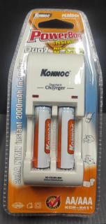 Nabíječka baterií Konnoc PowerBoy Instant Duo2 s bateriemi s 2100mAh kapacitou ZV1