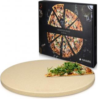 Navaris XXL Pizza kamenný talíř na pečení, vč. Receptář - Kulatý, 35x1,5cm PR1