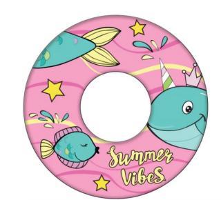 plavecký kruh Velryba dívky 51 cm růžová/modrá/žlutá